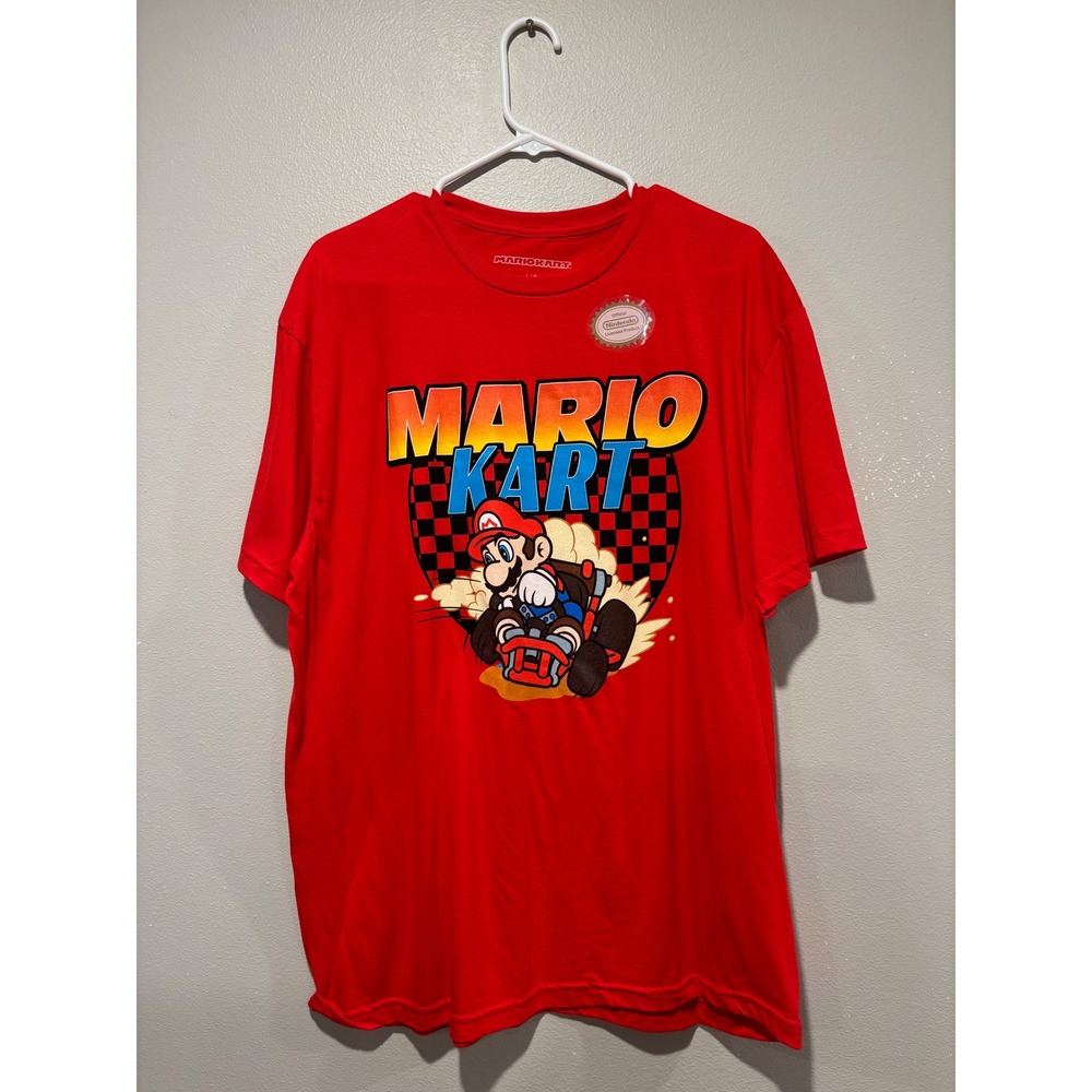Nintendo Mario Kart Graphic T-Shirt Mens Large Red Short Sleeve Video Game Tee